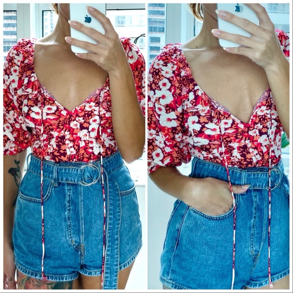 Free People Sweet Memories Blouse in Pink Print - Picture 2 of 6